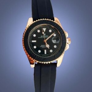 Rolex Yacht-Master Automatic Black Dial 18kt Everose Gold Black Rubber Strap Unisex Watch